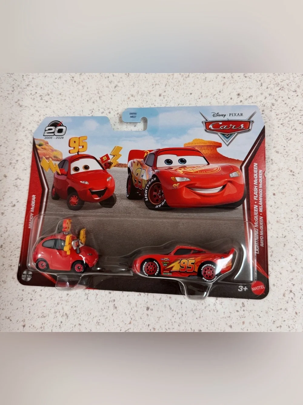 Mattel Disney Pixar Cars Maddy McGear & Lightning McQueen 2 Pack Diecast New